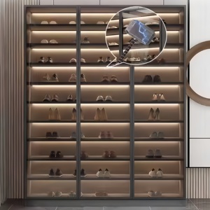 מפעל אספקת נעליים ארון נעליים מסגרת אלומיניום עם דלת זכוכית מחוסמת דלת זכוכית מחוסמת לארון - Product Image 3