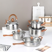 Ensemble de 12 casseroles et poêles de cuisine en acier inoxydable antiadhésif