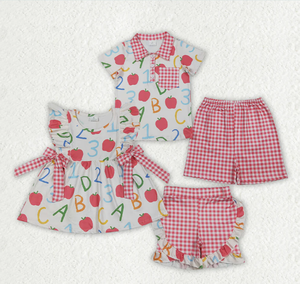 ชุดเสื้อผ้าเด็กผู้ชายและเด็กผู้หญิงลายตาราง แบรนด์ ABC Apples Polo Tunic สำหรับกลับไปโรงเรียน - Product Image 4