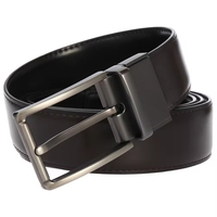 Ceinture en cuir de vachette à deux couches pour homme, largeur 3,4 cm, avec boucle ardillon perforée, boucle ardillon métallique classique, ceinture décontractée pour jeans et tenues professionnelles