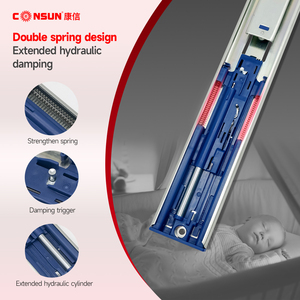 <span class=keywords><strong>Riel</strong></span> Deslizante <span class=keywords><strong>para</strong></span> Cajón de Cocina con Rodamiento de Bolas Consun, Extensión Completa, Apertura por Presión, Cierre Suave, Telescópico - Product Image 2