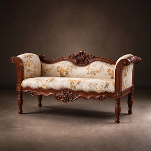 Panca per Fondo Letto in Legno Massello Intagliato Stile Americano Antico, Chaise Longue in Vera Pelle per Arredamento <span class=keywords><strong>Camera</strong></span> <span class=keywords><strong>da</strong></span> Letto di Lusso - Product Image 2