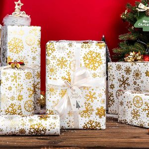 Yarcony Christmas Wrapping Paper 46.8 Sq Ft Roll Gold Snowflakes Gift <b>Wrap</b> Recyclable Double Side - Product Image 4