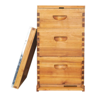 Unmontierter 10-Rahmen 3-Schicht Langstroth Bienenstock mit Bienenwachs-Beschichtung, 1 Tiefem Brutkasten und 2 Oberwabenkästen aus Holz
