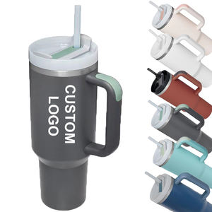 Gobelet isotherme à double paroi en acier inoxydable de 40 oz avec poignée et paille, sans BPA, cadeau d'affaires pour café, lait, thé, bière - Product Image 1