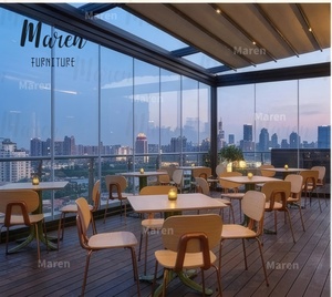 Ensemble <span class=keywords><strong>de</strong></span> mobilier moderne en bois et cuir pour cafétéria, café et restaurant : banquette, chaise et table - Product Image 6