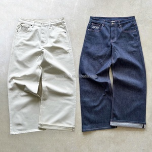 Jeans Homme Manufacturer Custom Baggy Denim <b>Pant</b> Blank Plain 14oz Heavyweight Bootcut Salvage Raw <b>Boot</b> Cut Denim <b>Pants</b> Jeans - Product Image 1