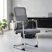 Chaise de bureau ergonomique en maille avec base en métal, chaise de réception et de réunion contemporaine pliable pour bureau, salle de conférence, salle d'attente
