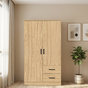 FURNIZONE Meuble de Rangement Moderne et Contemporain en Panneaux de Particules, 2 Portes, 2 Tiroirs, Gain de Place pour Chambre à Coucher, à Poser au Sol - Product Image 2
