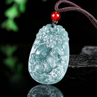 Pendentif Tiba en Jadeite Bleu Eau de Grade A Naturel, Tungstène, 12 Signes du Zodiaque, Petites Breloques Zodiaque en Jade Glutineux