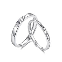 Bagues assorties pour couple S925 en argent sterling, personnalisées avec diamant, luxe léger, bague de confession pour homme et femme, longue distance