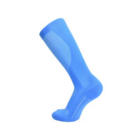 Chaussettes de sport à compression personnalisées bleu dégradé pour adultes, montantes, avec bord côtelé, soutien de la voûte plantaire en maille, absorbantes, tricotées, semelle printanière