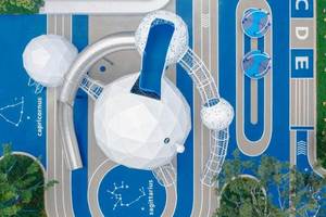 Structures de jeux d'extérieur personnalisées de qualité commerciale, de forme géométrique blanche, avec rondel et équipement d'escalade tunnel en filet - Product Image 3