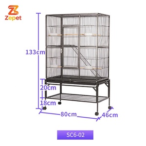 Cage à oiseaux en gros, grande volière en métal pour perroquets et stéringues, avec support de rangement, type villa - Product Image 4