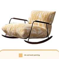 Italienischer Minimalistischer Retro-Tintenmalerei PU-Einzelsessel Vintage-Stil Heim-Freizeitstuhl Designer-Schaukelstuhl