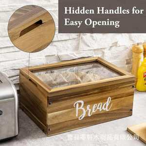 Caja de almacenamiento simple de madera maciza para pan, postres, pasteles, cupcakes y vitrinas cuadradas con tapas transparentes - Product Image 5