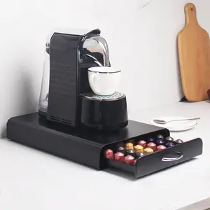 Amazon 2022 Best Seller Kitchen Organizer Coffee Pod Holder Metal Coffee Nespresso Capsules Storage Drawer With 60 Capsules