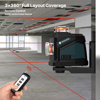Niveau laser 3D DEGLASERS 360 DIY, étanche IP54, faisceau rouge super lumineux 120mW, batterie Li-Ion, auto-nivelant, intérieur