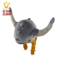 Chapeau en peluche en forme de corne de bœuf Viking avec longues tresses, casque perruque, accessoire de costume de fête amusant pour enfants et adultes, OEM