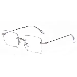 Wholesale Man Rimless Eyeglasses Lens Metal Frames Optics 2023