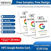 Carte NFC personnalisée à puce NFC pour avis clients, en feuille PVC imprimée, 13,56 MHz, RFID sans contact, vente en gros directe usine