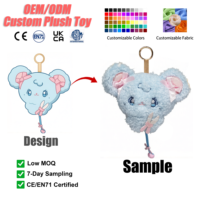 Porte-clés en peluche personnalisé animaux mignons, petite souris kawaii en peluche, jouets en coton PP personnalisables, vente en gros, OEM, ODM