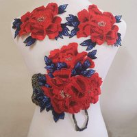 Patchs écussons de fleurs brodés personnalisés, Rose rouge 3d, à la mode, avec appliques