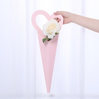 Boîte à fleurs en forme de cœur Josi Single Rose avec poignée en forme de pêche, mini boîte en papier, bouquet de fleurs en forme de cœur, boutique de fleurs