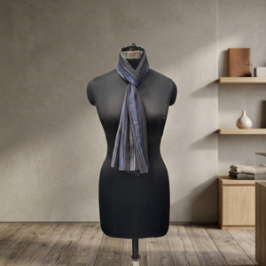 Écharpe en viscose rayée bleue, longue et légère, chaude pour femmes, automne-hiver - Product Image 2