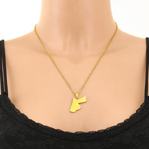 Collier à breloques en acier inoxydable, Royaume hachémite de Jordanie-Carte-Collier à pendentif en plaqué or 18 carats - Product Image 4