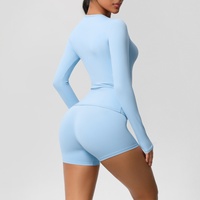 Nouvel ensemble de yoga long et moulant en Spandex/Nylon brossé, respirant, anti-plis, couleur unie, doux pour la peau, style européen et américain