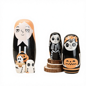 Muñecas Matryoshka Rusas Pintadas A Mano – Set De 5 Figuras De Madera Para Decoración De Mesas, Estanterías Y Habitaciones | Regalo Artesanal