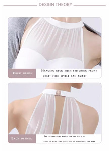 <span class=keywords><strong>Justaucorps</strong></span> de danse classique <span class=keywords><strong>blanc</strong></span> tendance sans manches en spandex pour femme avec col montant en maille pour examen artistique et entraînement de gymnastique - Product Image 6