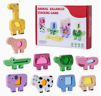 Jouet éducatif en bois pour l'apprentissage précoce : Blocs d'empilage animaux, jouet Montessori pour bébé, améliore la concentration et la reconnaissance des tout-petits