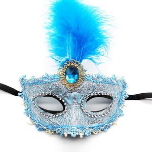 Usine directe italie <span class=keywords><strong>venise</strong></span> dames mascarade fête masque/translucide dentelle masque plume fête masque/halloween masque 70s femme - Product Image 2