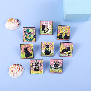 ไพ่ทาโรต์แมวดำสไตล์พังก์สุดสร้างสรรค์กระเป๋าสะพายหลังโลหะป้ายโลโก้แบบสั่งทำอุปกรณ์ตกแต่งเสื้อผ้า - Product Image 3