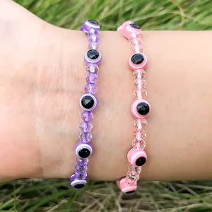 Instagram Etsy Mexico Handmade Jewelry Cute Pink Purple Bracelet Resin Crystal Rope String Braided Evil Eye Bracelet Jewelry