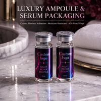 Étiquettes de flacons holographiques dorées avec logo personnalisé, autocollants laser arc-en-ciel imperméables pour flacons de sérum de soin de la peau de 10 ml