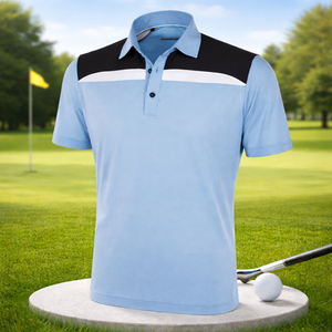 Chemises de golf polo de luxe pour hommes, coupe ajustée, respirantes, séchage rapide, impression intégrale brodée avec logo personnalisé, bleu marine - Product Image 1