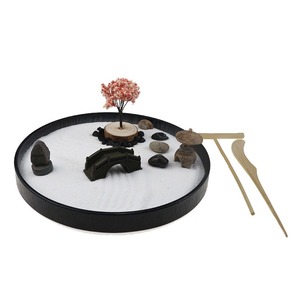 2025 Offre Spéciale rond <span class=keywords><strong>Zen</strong></span> jardin pour bureau japonais <span class=keywords><strong>Zen</strong></span> jardin Kit avec 6 râteau à <span class=keywords><strong>sable</strong></span> et accessoires Mini bureau <span class=keywords><strong>Zen</strong></span> décor - Product Image 2