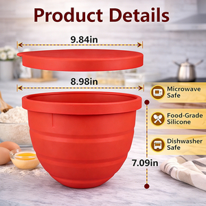 Bol mélangeur pliable en silicone pour batteur sur socle, gain de place, récipient pliable pour la pâtisserie, le pain, la pâte à gâteau, facile à nettoyer - Product Image 2