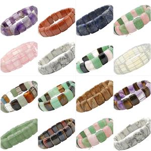 Bracelet extensible tendance unisexe en pierre naturelle 10x14mm, perles multicolores, breloques yoga, vente en gros - Product Image 2