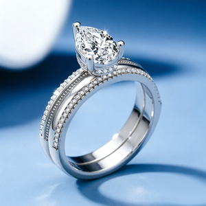 Fine Jewelry Customized 925 Sterling <b>Silver</b> Multi-Layer Pear Cut 5A White Cubic Zirconia Rhodium Plated Luxury Engagement <b>Ring</b> - Product Image 3