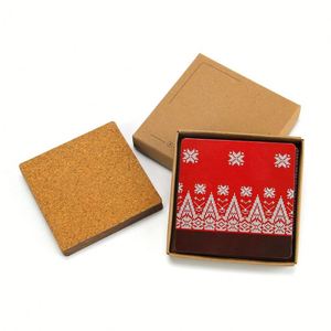 Sous-verres en bois personnalisés avec logo, cadeau de cuisine, impression couleur, 10 cm, 4 pouces, sous-verres ronds pour boissons, sur mesure - Product Image 4