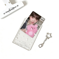 Porte-clés en plastique rectangulaire pour cartes photo, motif flocon de neige scintillant, cadre photo Kpop imprimé UV transparent, cadeau pour la maison, vente en gros
