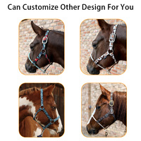 Harnais pour cheval en nylon jacquard avec logo personnalisé, durable, respirant, séchage rapide, quincaillerie métallique, réglable, confortable pour l'entraînement et la randonnée équestre
