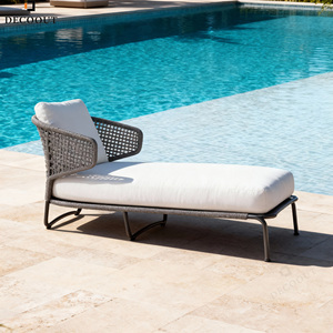 Chaise longue chaise de soleil double <span class=keywords><strong>lit</strong></span> de jour mobilier d'extérieur résistant aux UV durable plage piscine Villa hôtel complexe - Product Image 3
