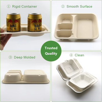 Boîte à lunch moderne pour pique-nique et plats à emporter, en pulpe de canne à sucre, biodégradable, jetable, résistante à l'eau, micro-ondable, à trois compartiments, 9 pouces