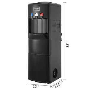 Dispensador de água elétrico, dispensador de água fria e quente com fabricação de gelo embutido na cor preta