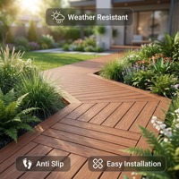 Planche de terrasse composite WPC moderne, imperméable, antidérapante, résistante aux intempéries, installation facile, revêtement de sol extérieur pour allée de jardin